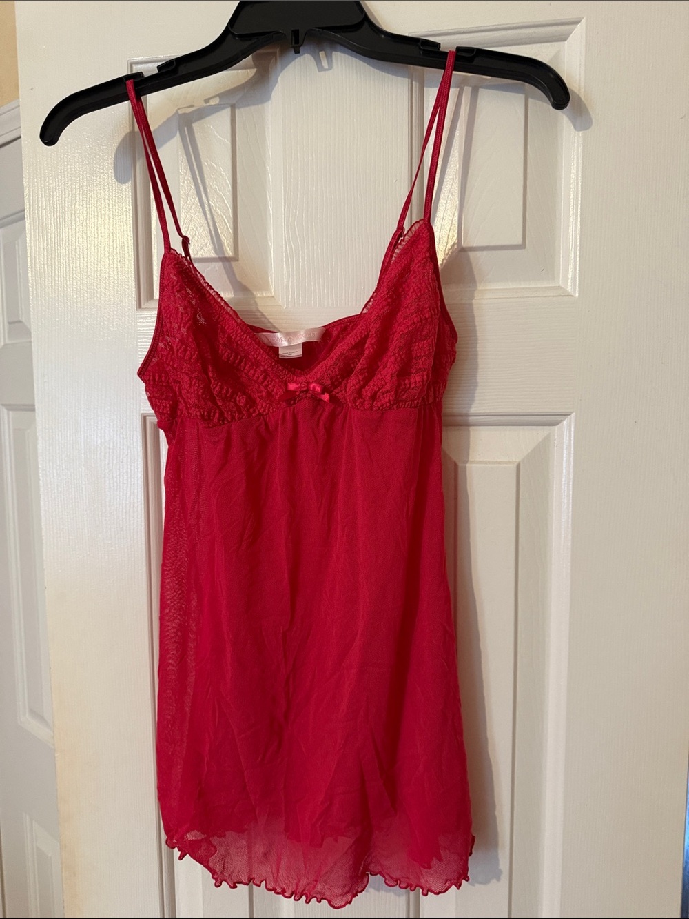 Victoria's Secret Hot Pink Lace & Sheer Chemise